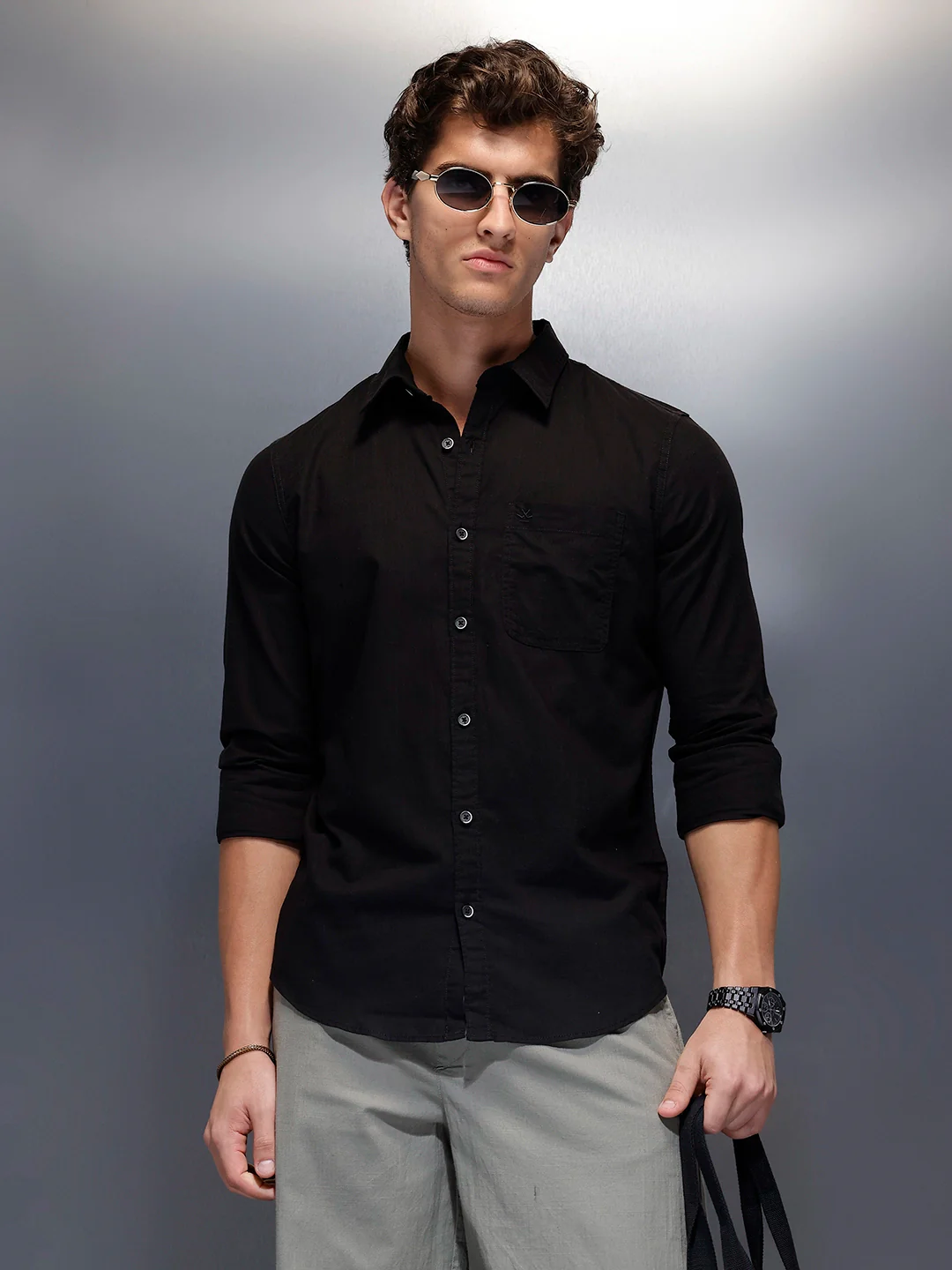 Men's Casual Slim Fit Shirt | Black