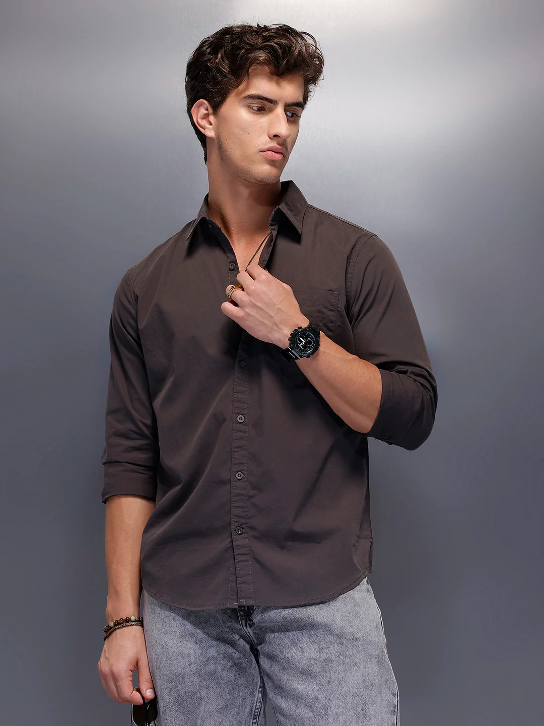 Men's Casual Slim Fit Shirt | Grey