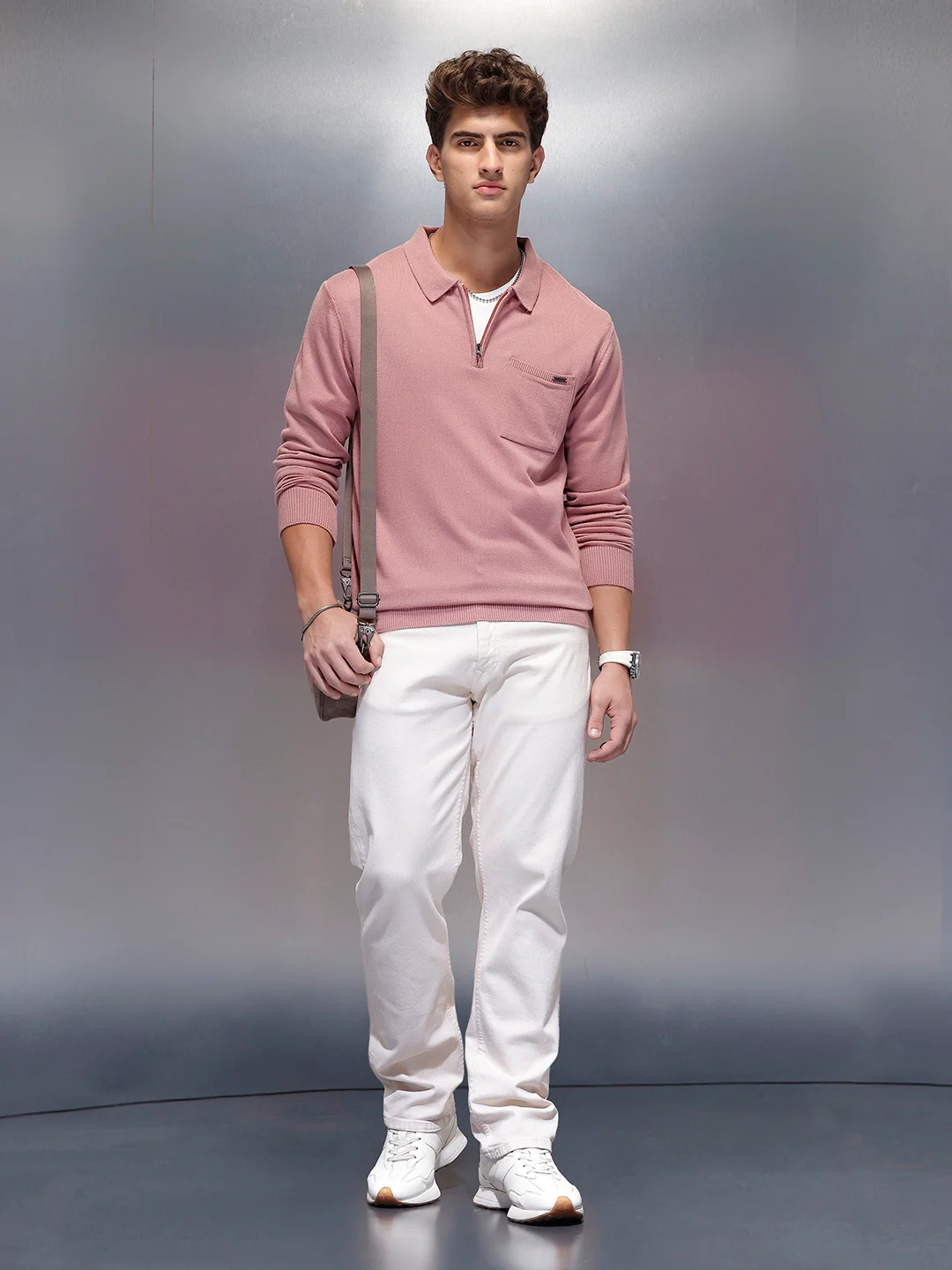 Men's Casual Slim Fit Sweater | Pink - Image 2
