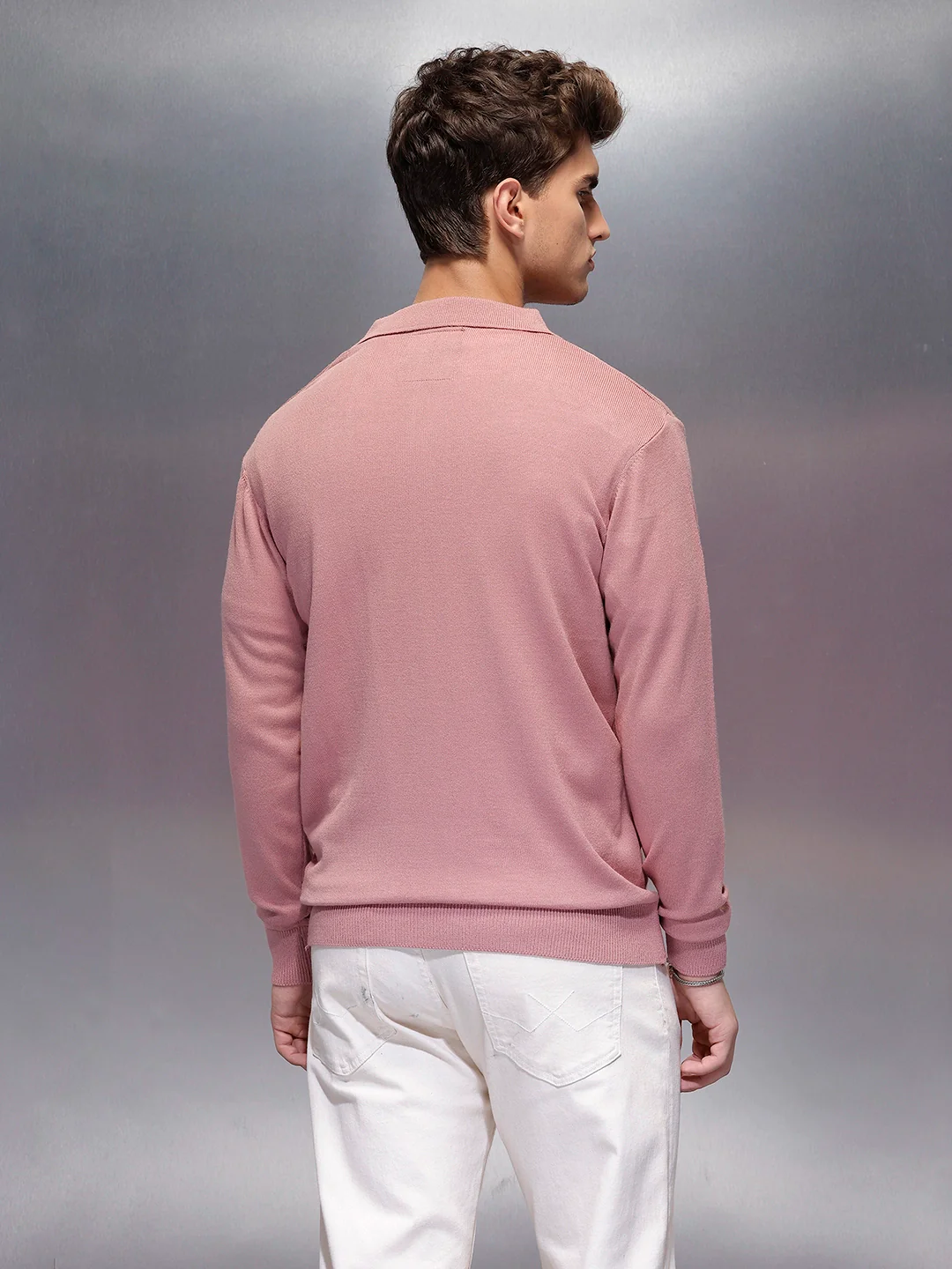 Men's Casual Slim Fit Sweater | Pink - Image 3