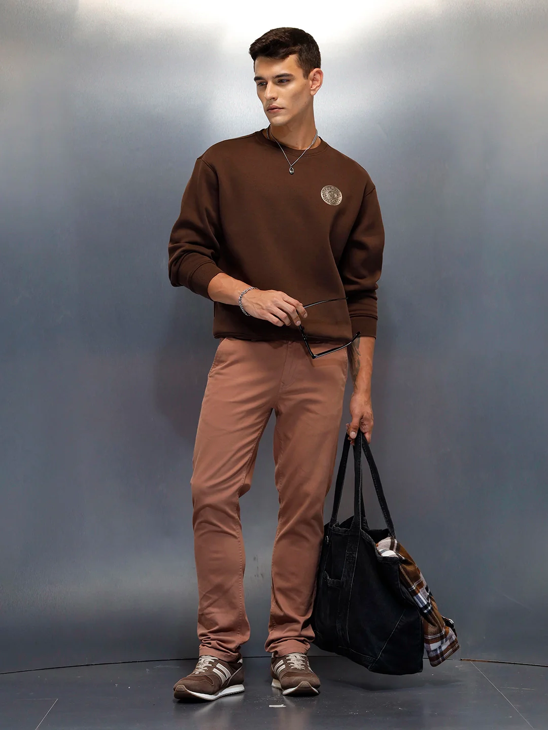 Men's Casual Slim Fit Trousers | Brown - Image 2