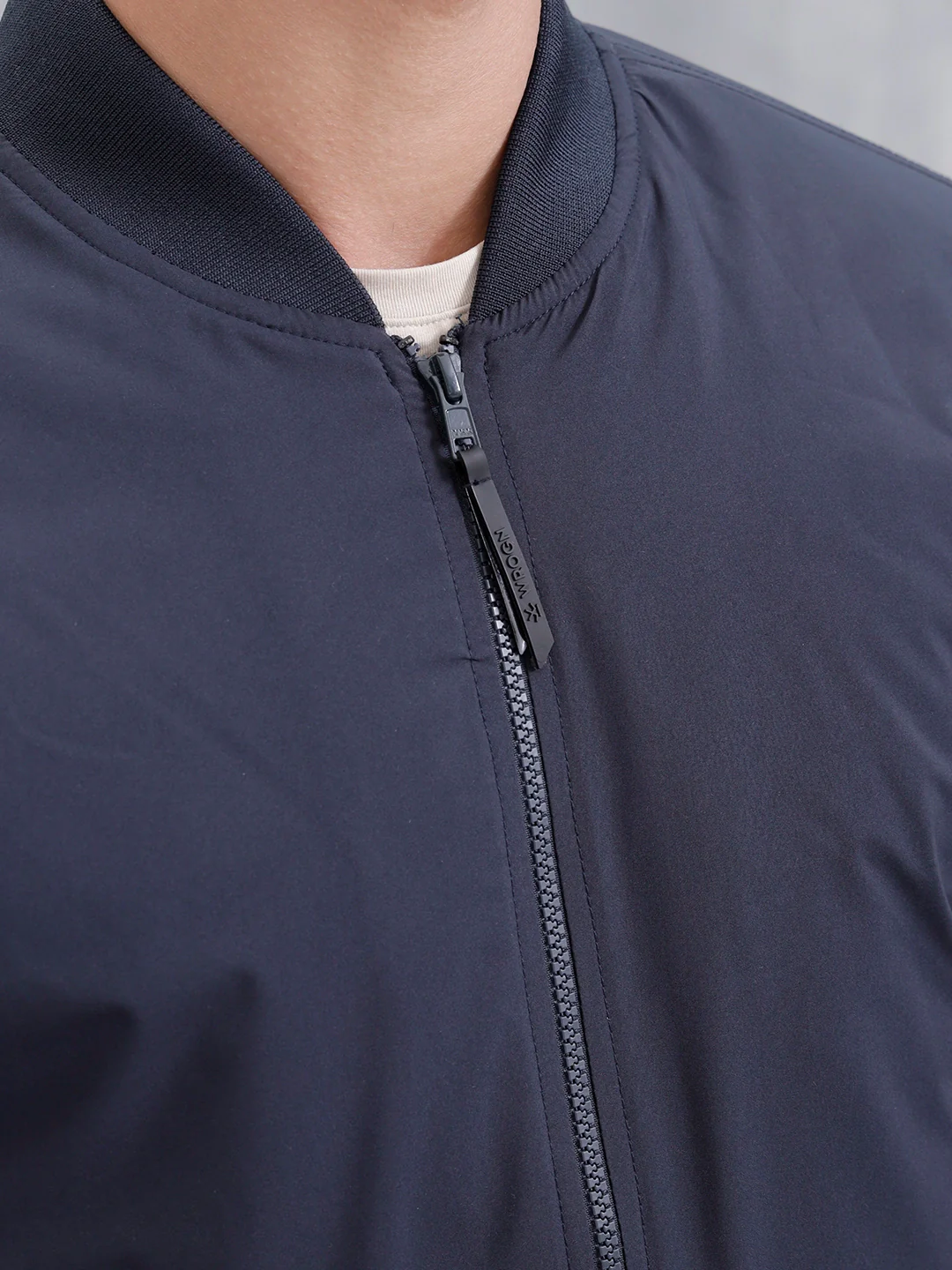 Men's Casual Solid Bomber Jacket | Navy Blue - Image 5