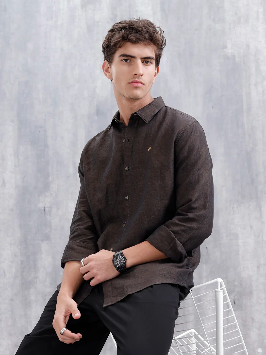 Men's Casual Solid Shirt | Brown