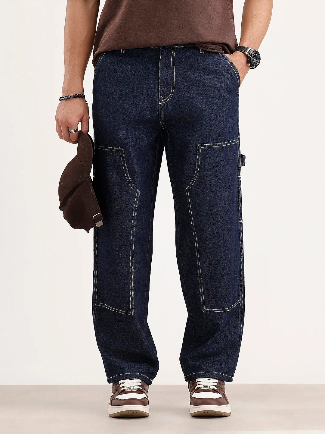 Men's causal loose fit carpenter jeans | Dark Blue