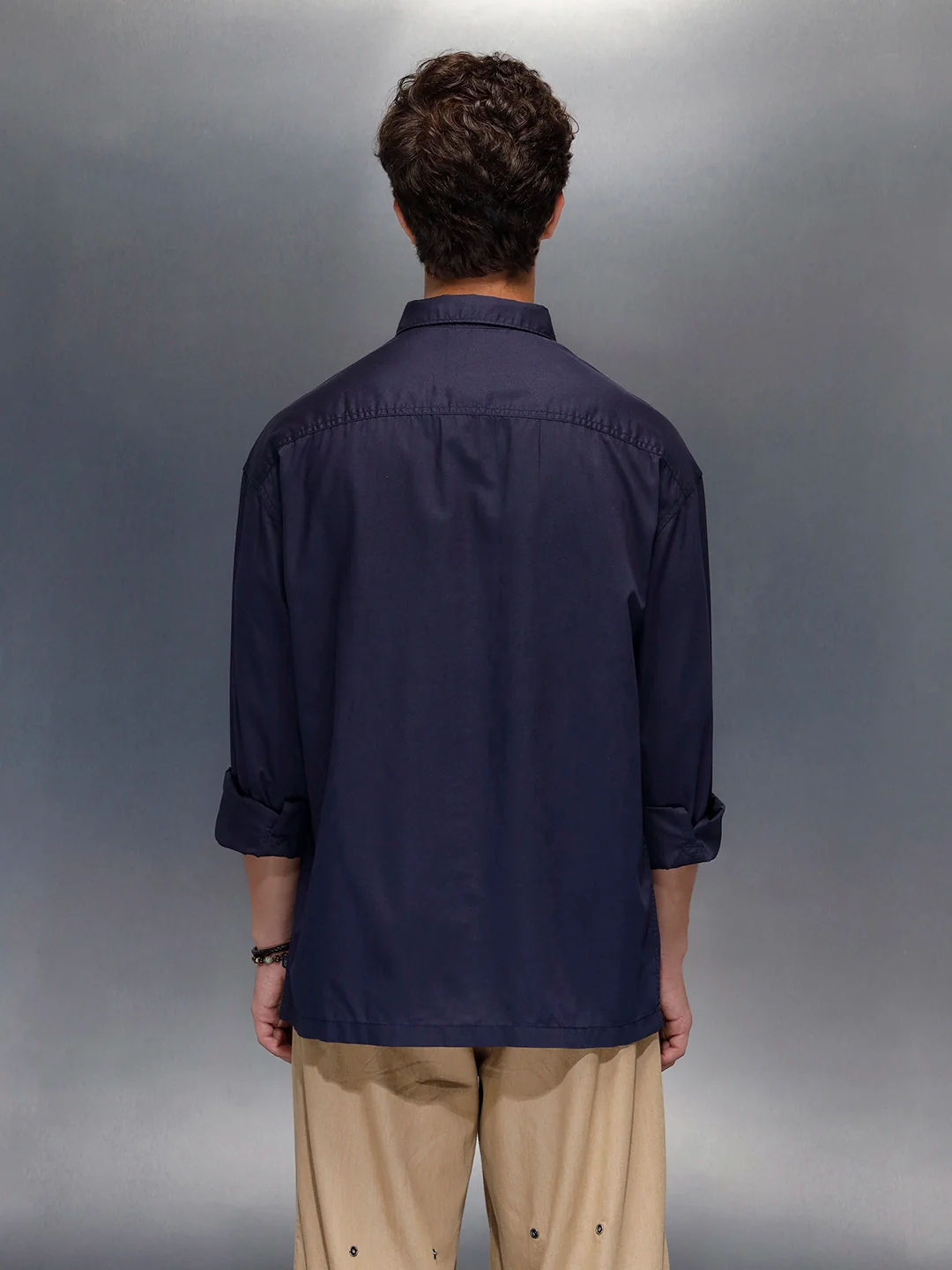 Men's oversize dual pocket shirt | Navy Blue - Image 3