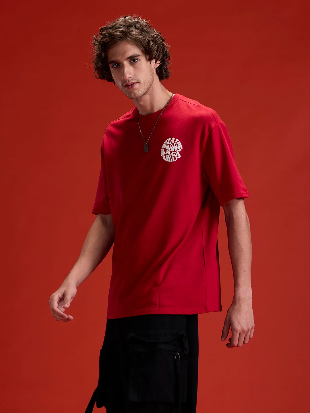 Men's Oversized Tee With Graphic | Red