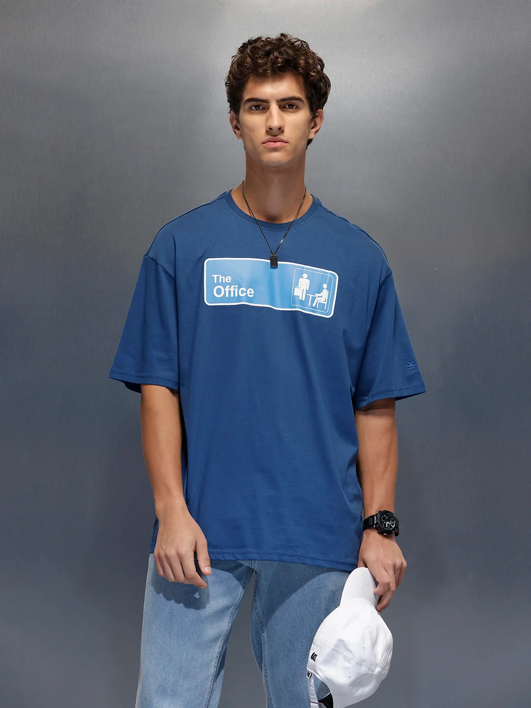 Men's Oversized 'The Office' Inspired Print | Navy Blue