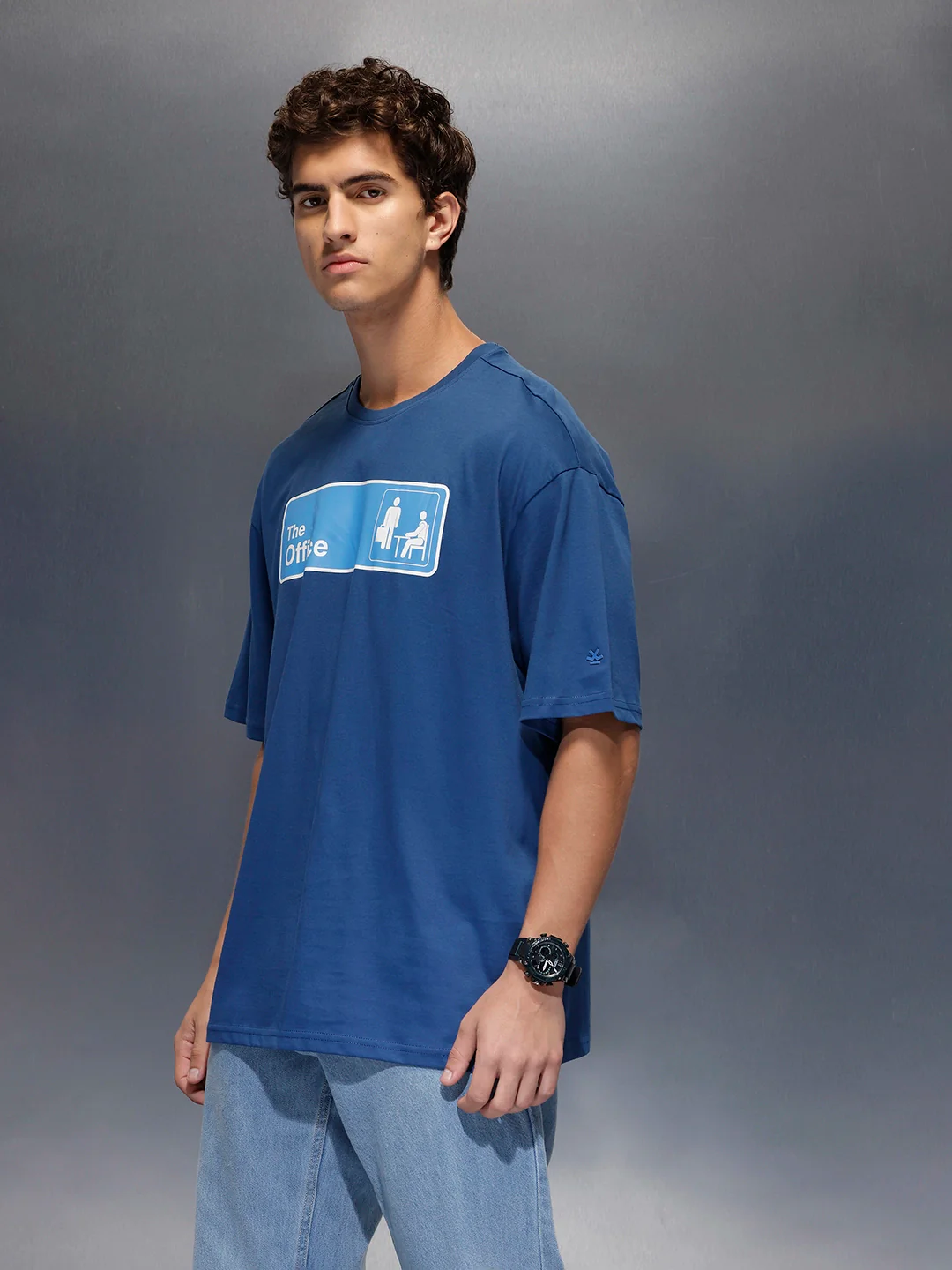 Men's Oversized 'The Office' Inspired Print | Navy Blue - Image 4