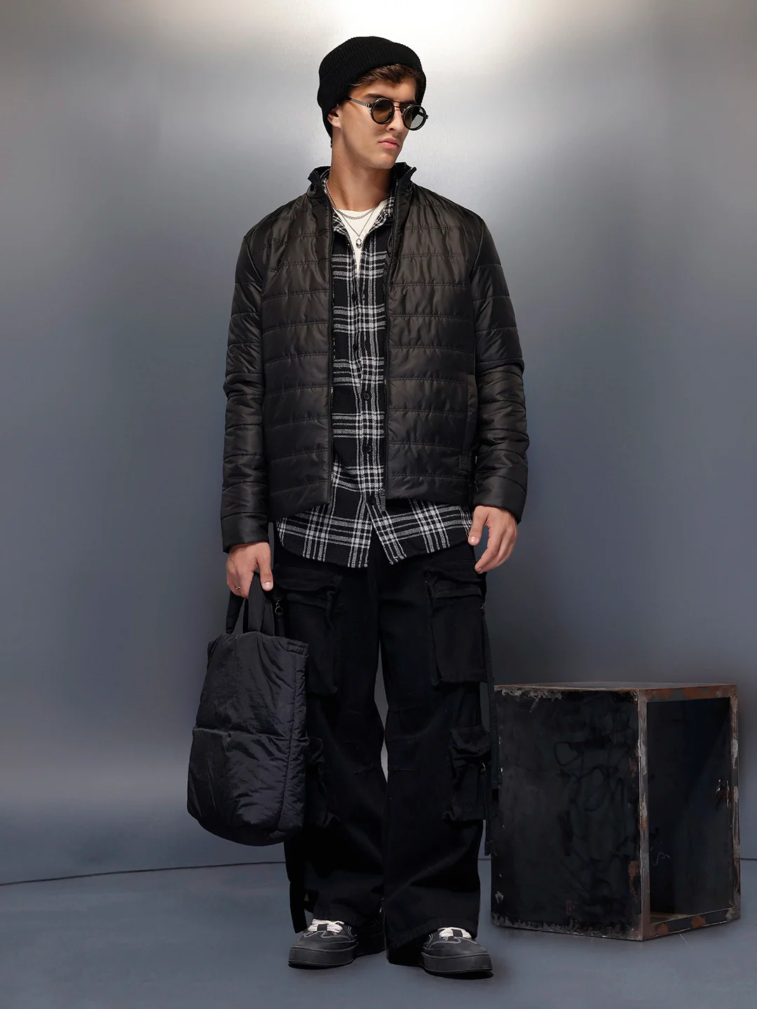 Men's Regular Fit Puffer Jacaket | Black - Image 2