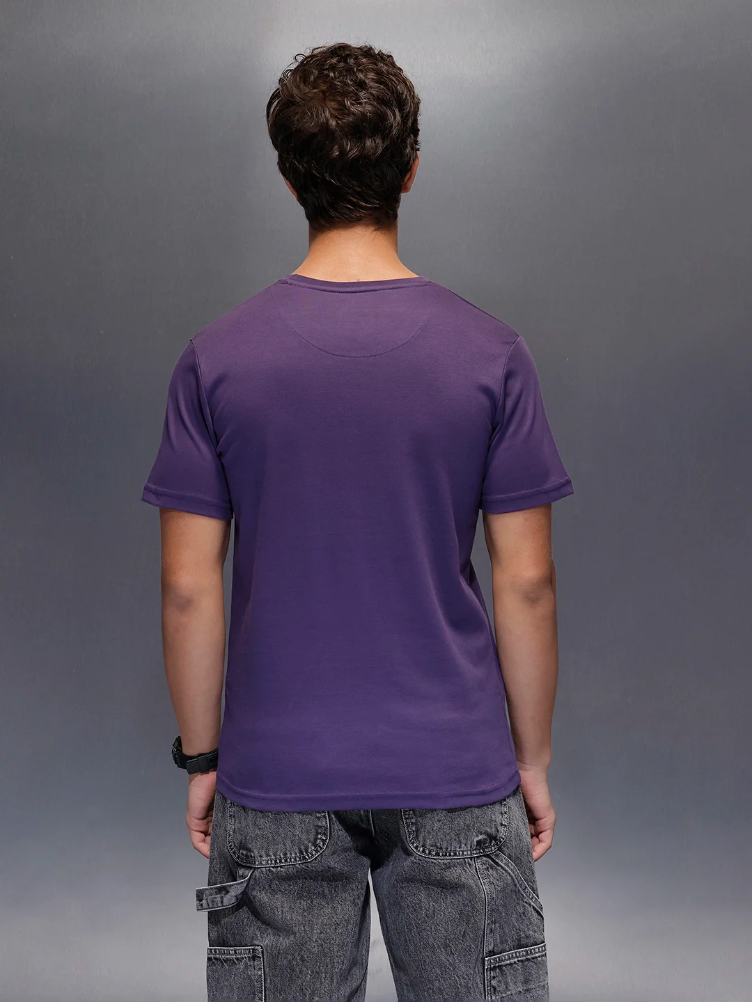 Men's Slim Fit Casual Graphic Tee | Purple - Image 3