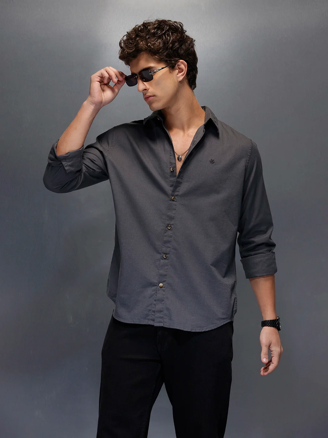 Men's Slim Fit Casual Shirt | Dark Grey