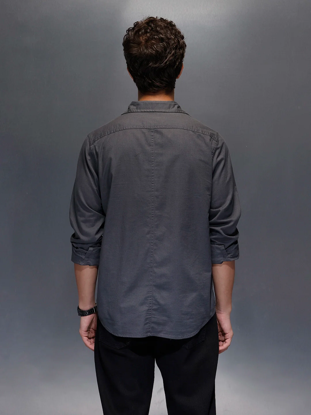 Men's Slim Fit Casual Shirt | Dark Grey - Image 3