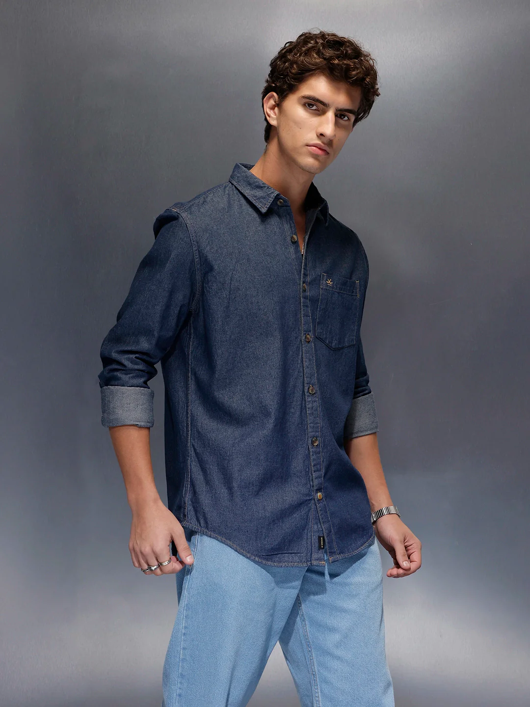 Men's Slim Fit Denim Shirt | Blue - Image 3