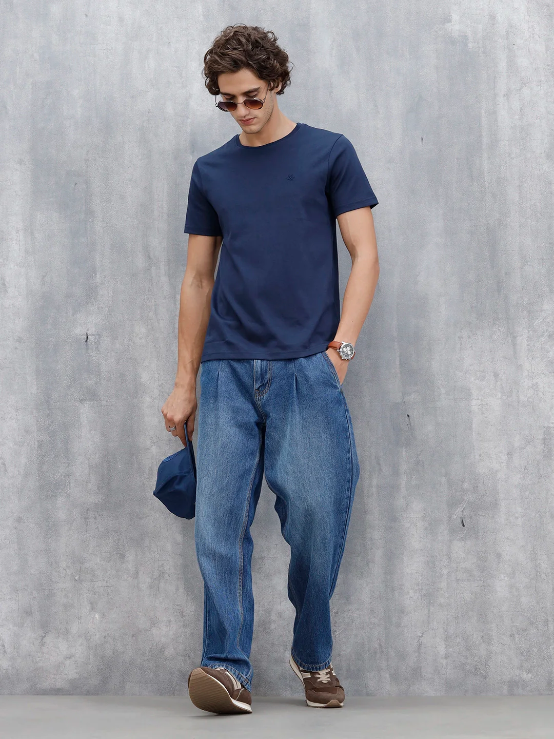 Men's Solid Casual Slim Fit T-Shirt | Navy Blue - Image 2