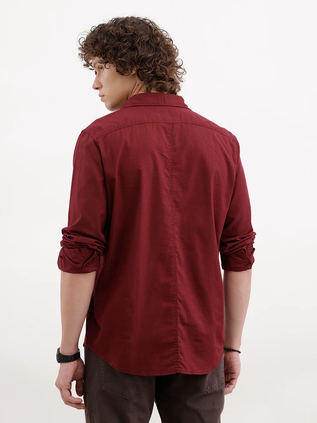 Men's solid shirt with clean tailoring and comfort fit | Wine - Image 3