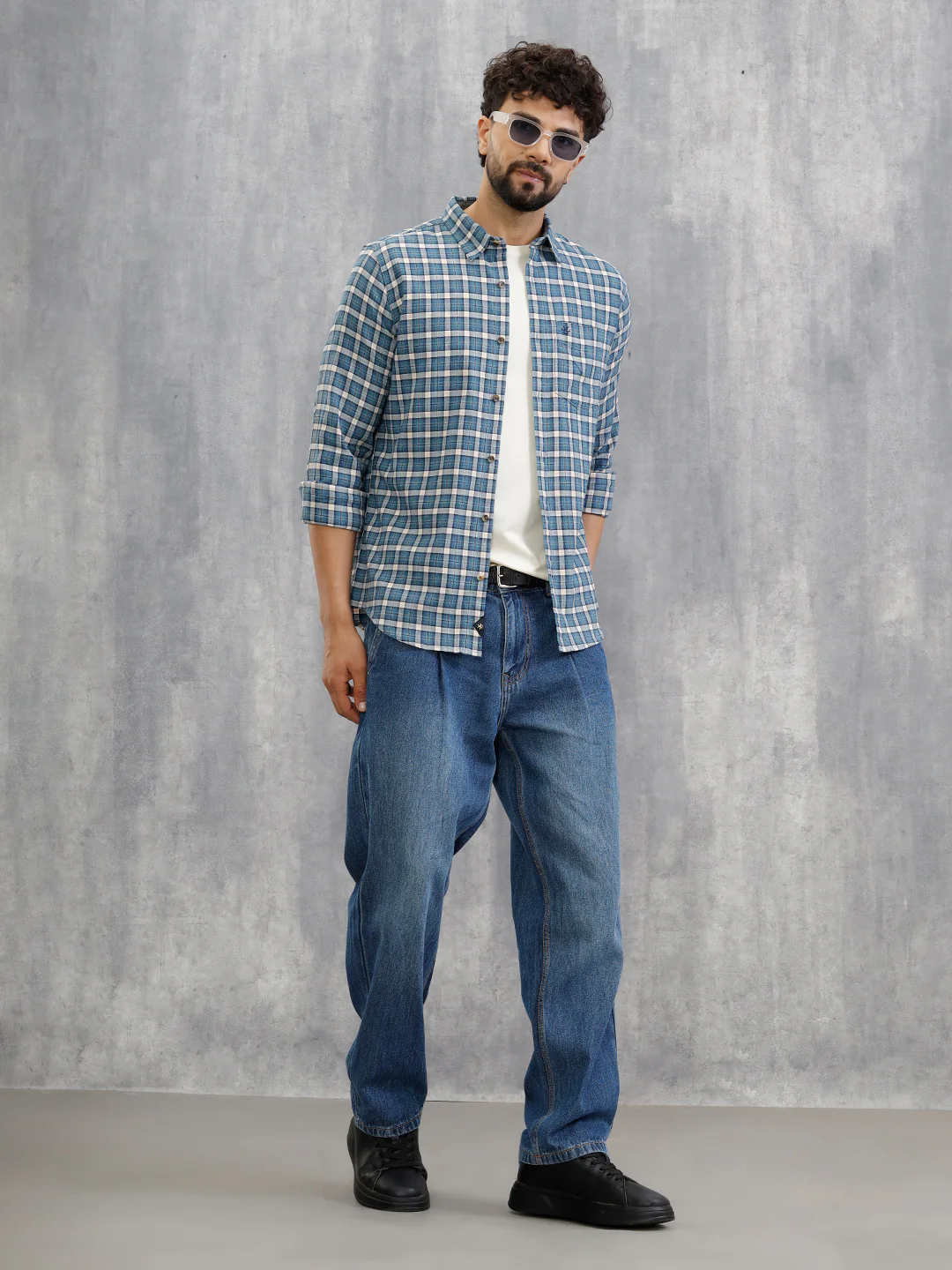 Micro Check Shirt In Seersucker Fabric | Blue - Image 2