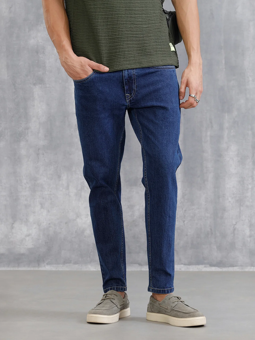 Mid Washed Skinny Crop Jeans | Med Stone