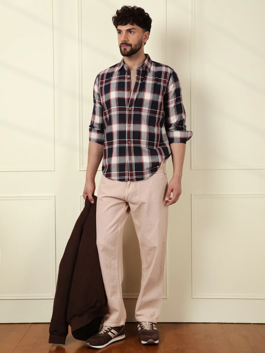 Large Scale Checks Cotton Shirt | Navy Blue - Image 2