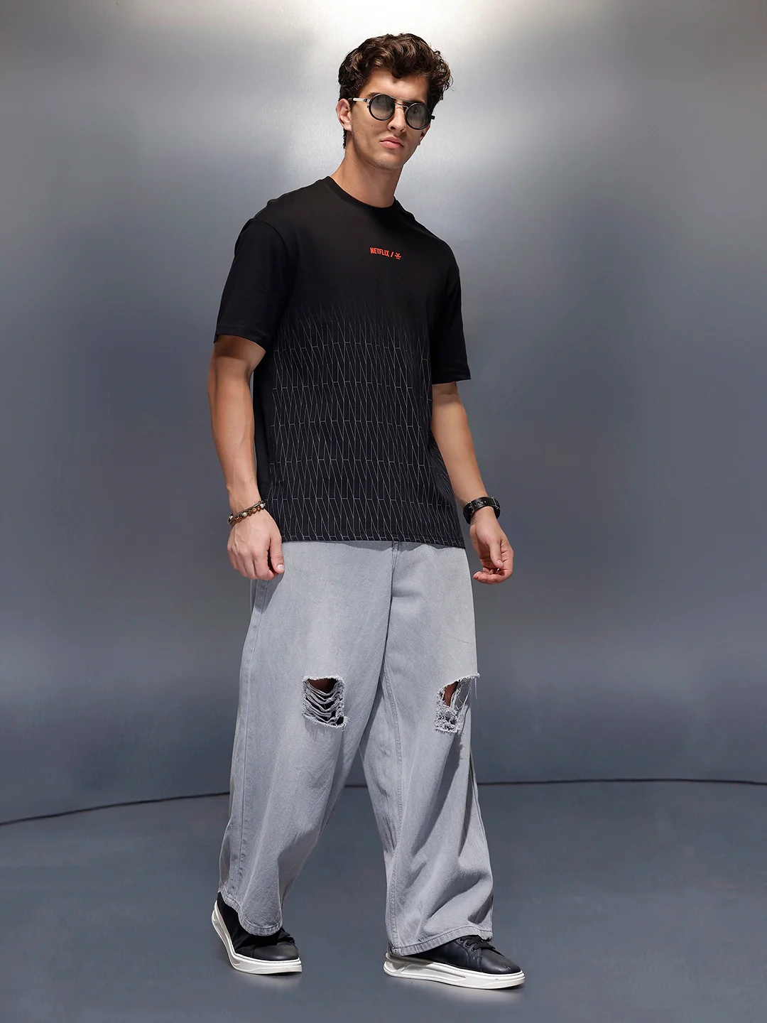 Netflix Placement Printed T-Shirt | Black - Image 2