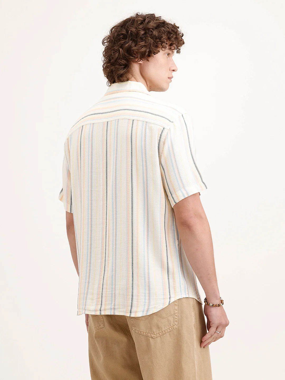 Casual Textured Short Sleeve Shirt | Off White - Image 3