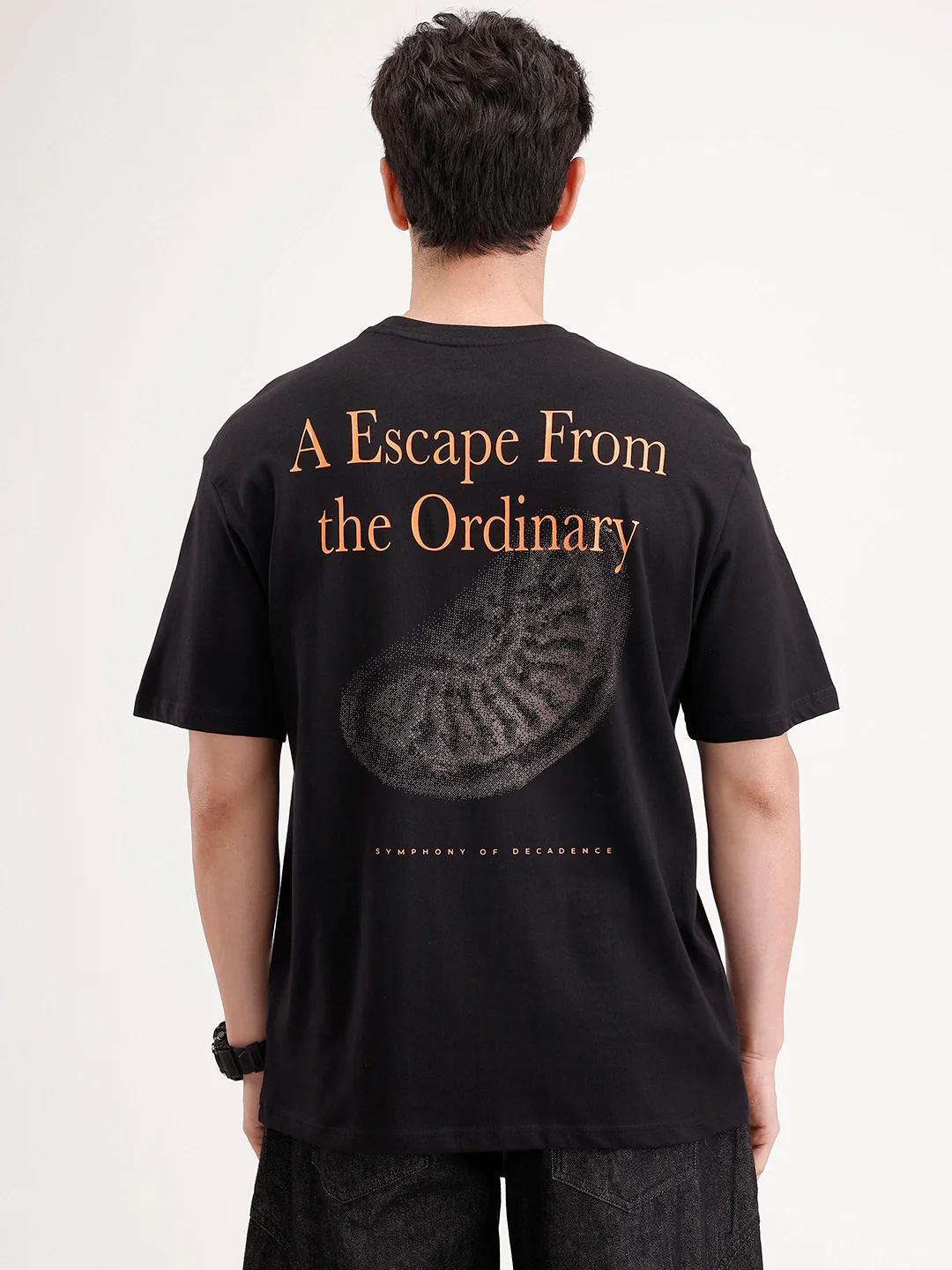 Oversized Back Printed T-shirt | Black - Image 3