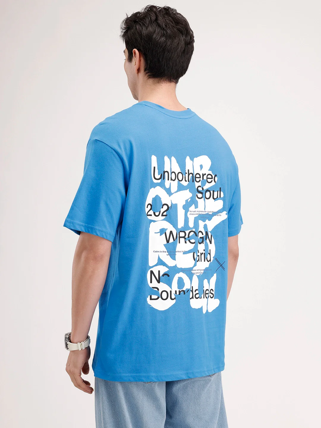 Oversized Back Printed T-shirt | Blue - Image 3