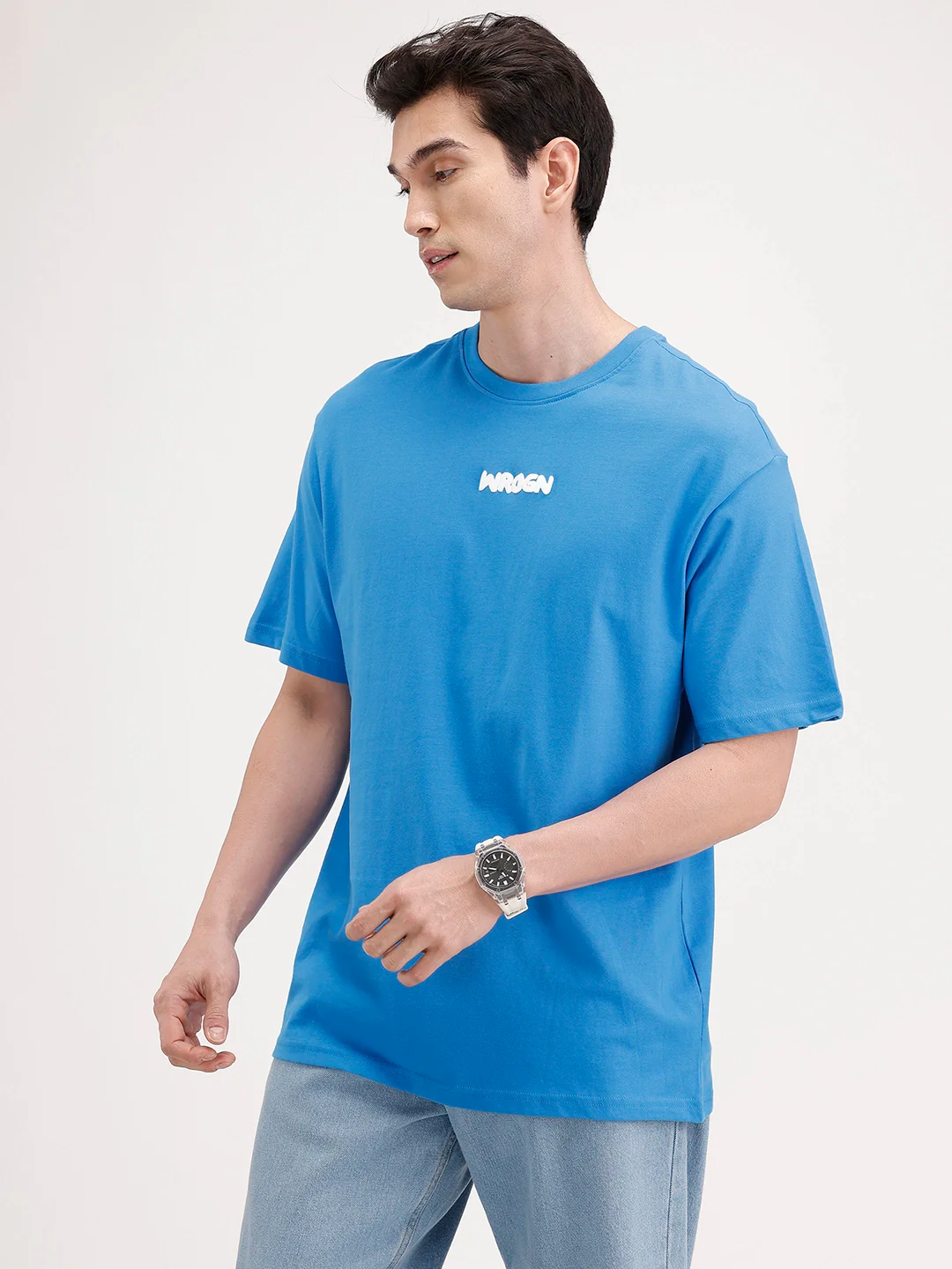 Oversized Back Printed T-shirt | Blue - Image 4