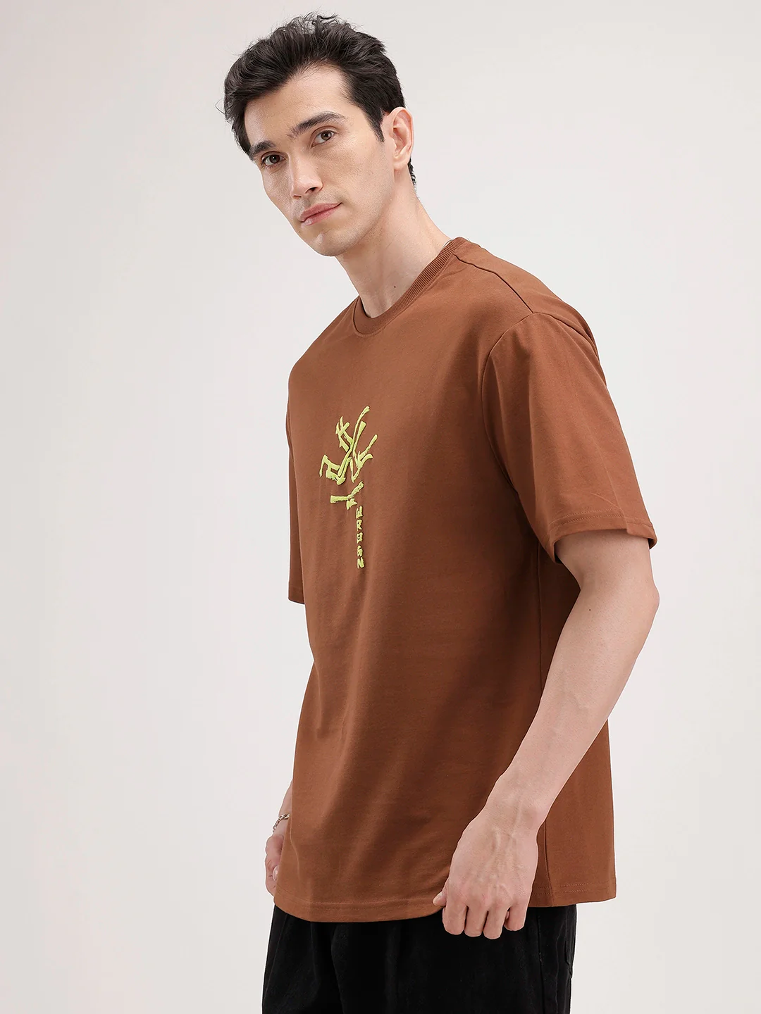 Oversized Back Printed T-Shirt | Brown - Image 4