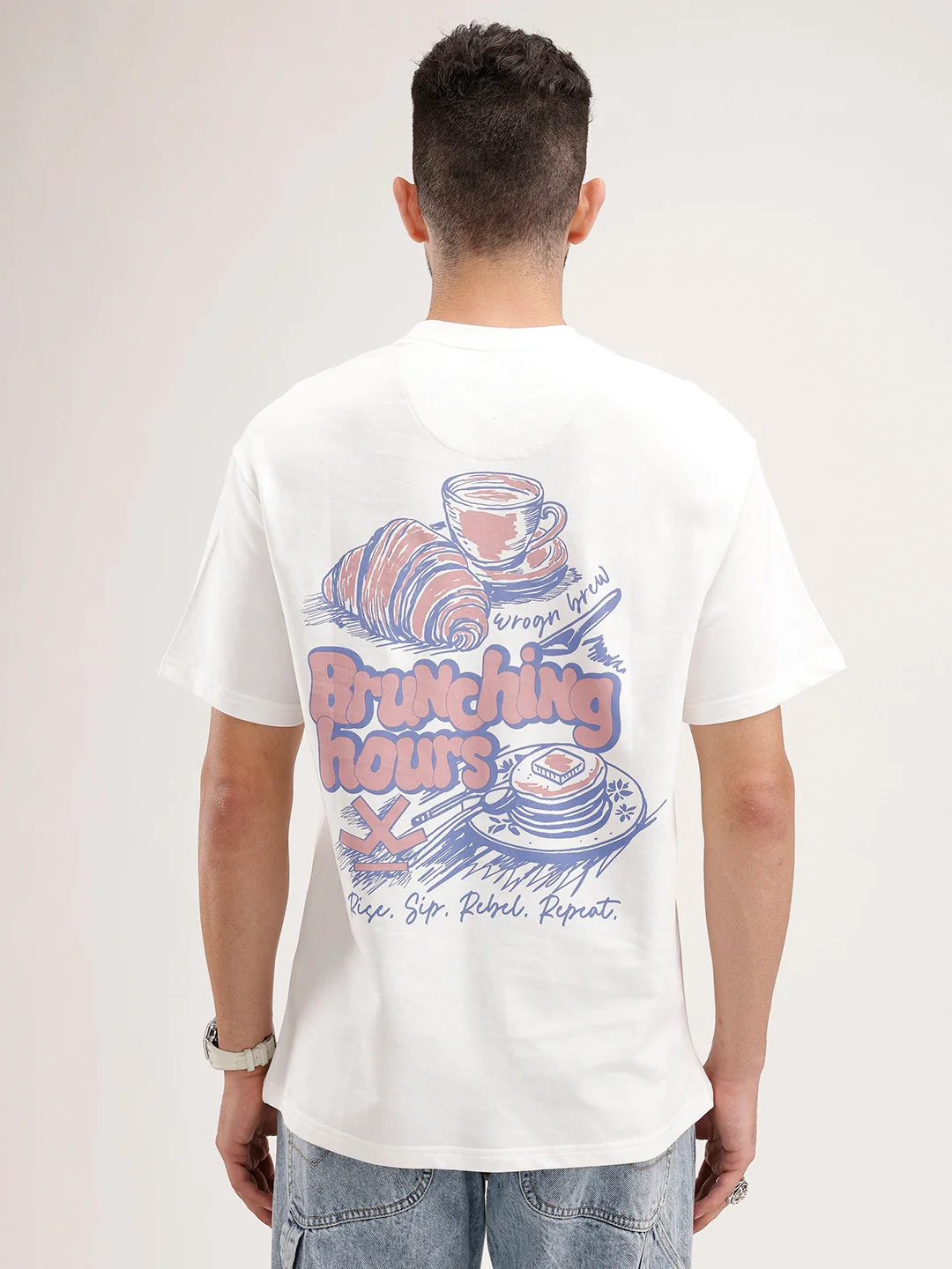 Oversized Back Printed T-Shirt | Off White - Image 3