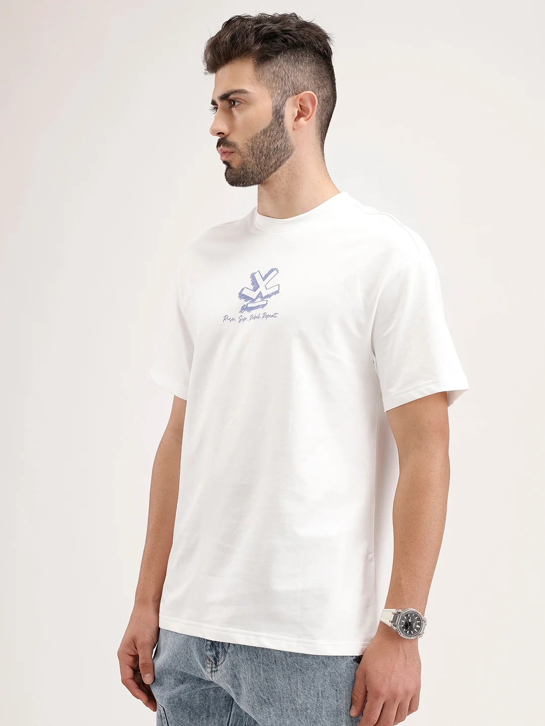 Oversized Back Printed T-Shirt | Off White - Image 4