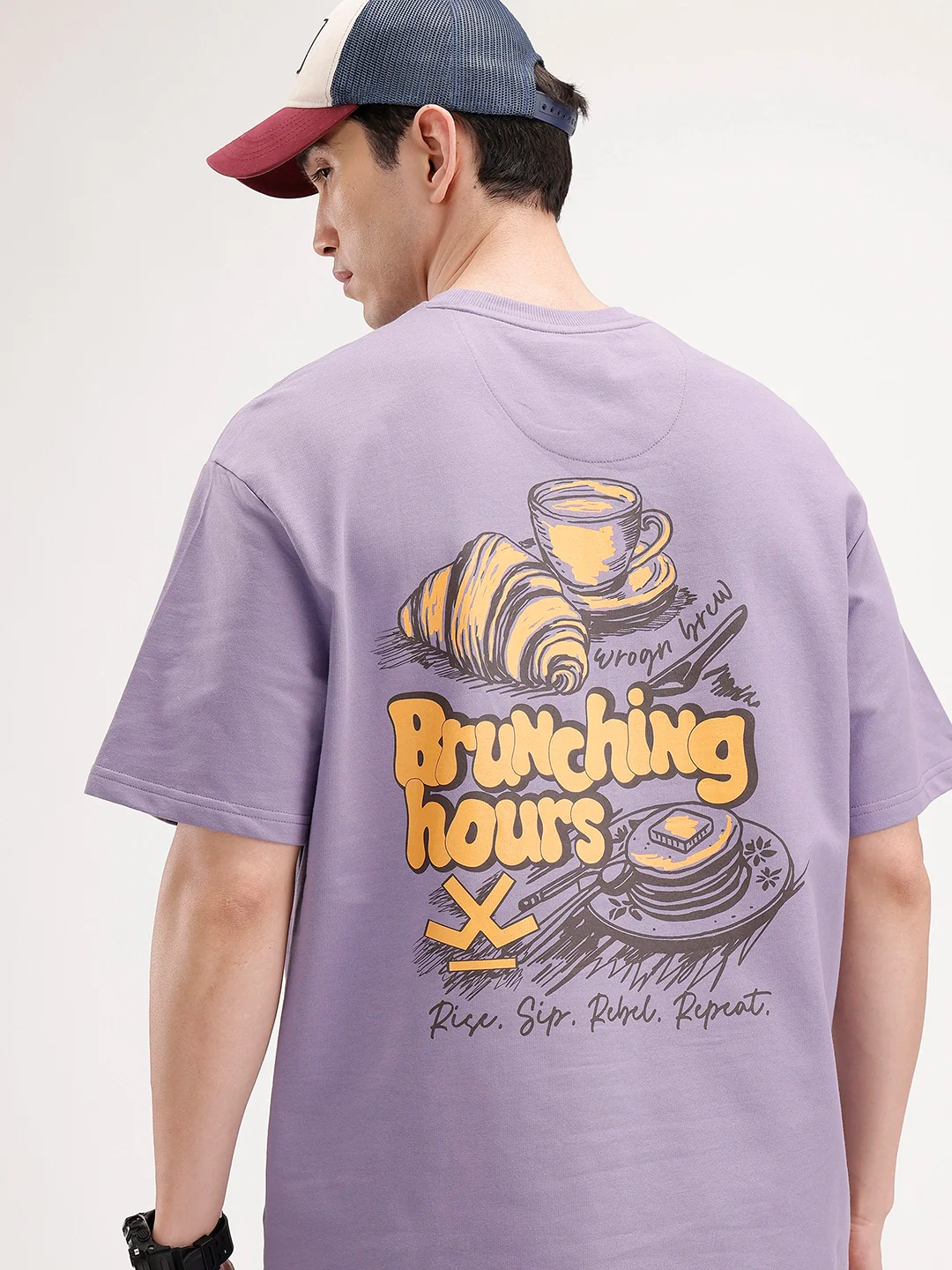 Oversized Back Printed T-Shirt | Purple