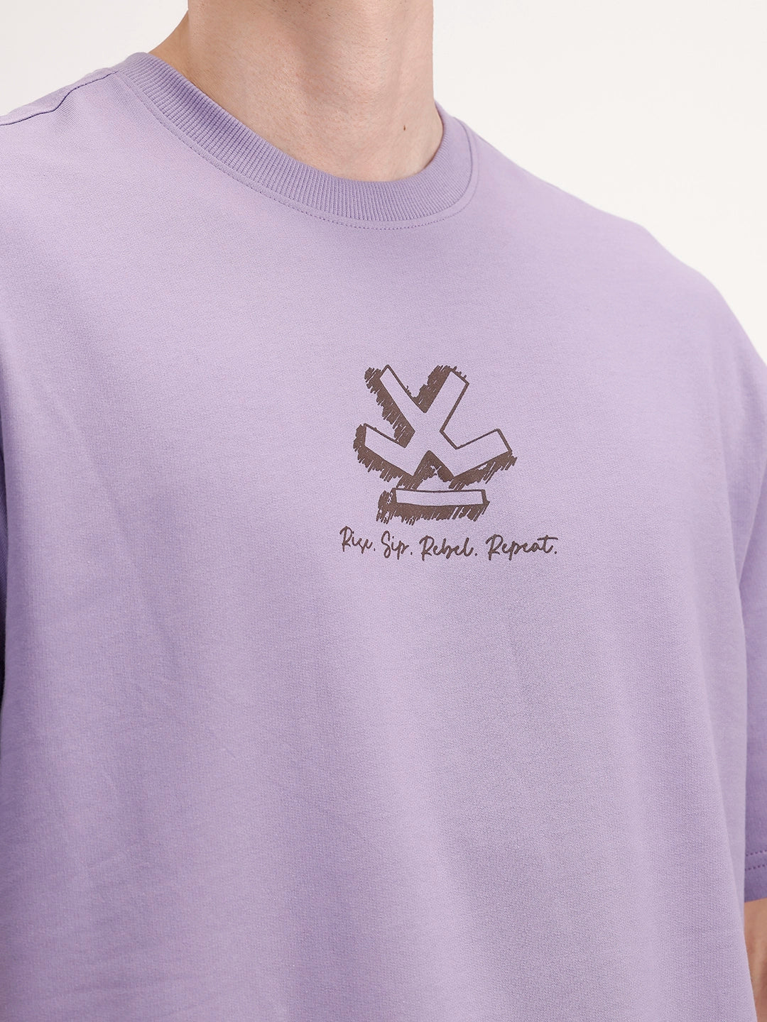 Oversized Back Printed T-Shirt | Purple - Image 5