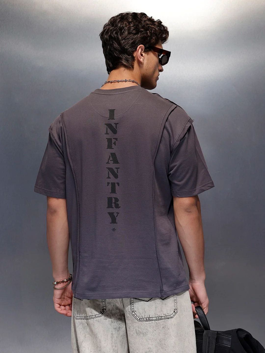 Oversized Cut And Sew T-Shirt | Charcoal