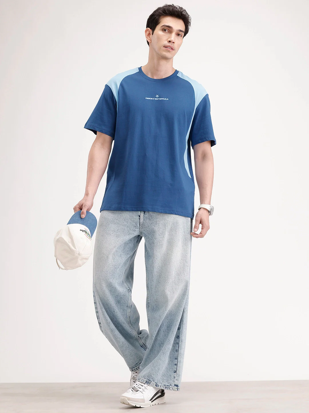 Oversized Cut & Sew T-Shirt | Dark Blue - Image 2