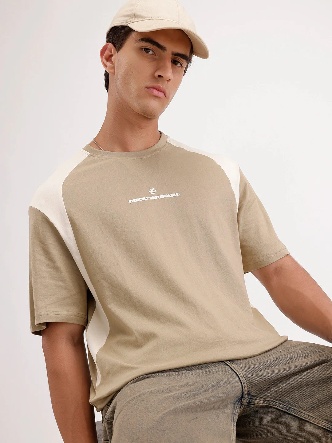 Oversized Cut & Sew T-Shirt | Khaki