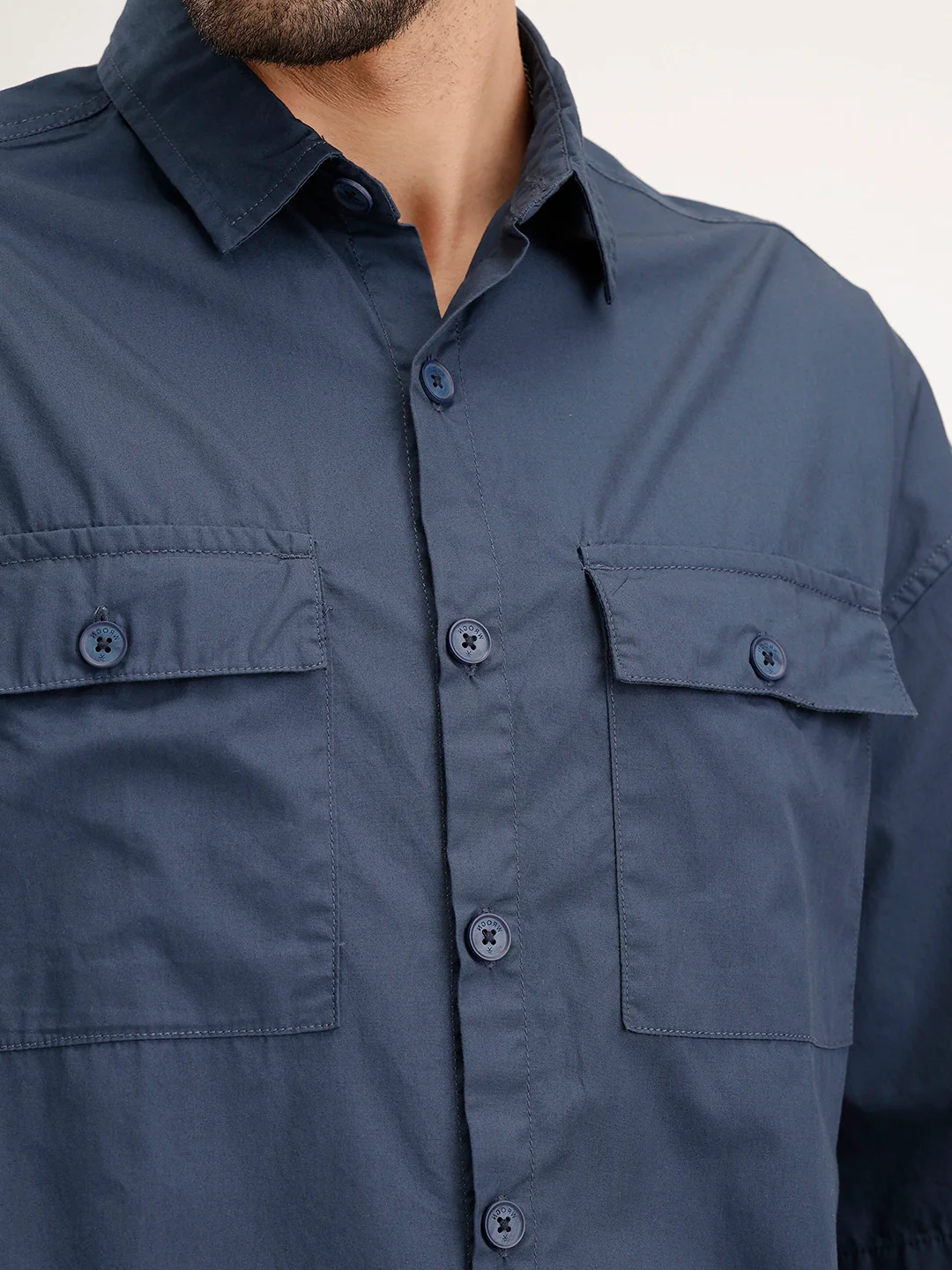 Oversized Double Pocket Half Sleeve Shirt | Blue - Image 5