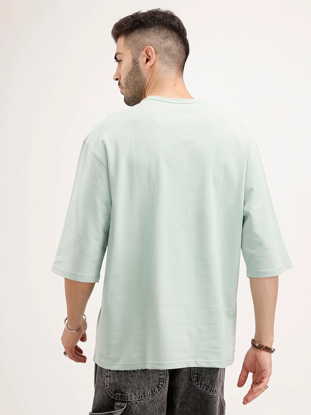 Oversized Fit 3/4 Sleeves T-Shirt | Green - Image 3