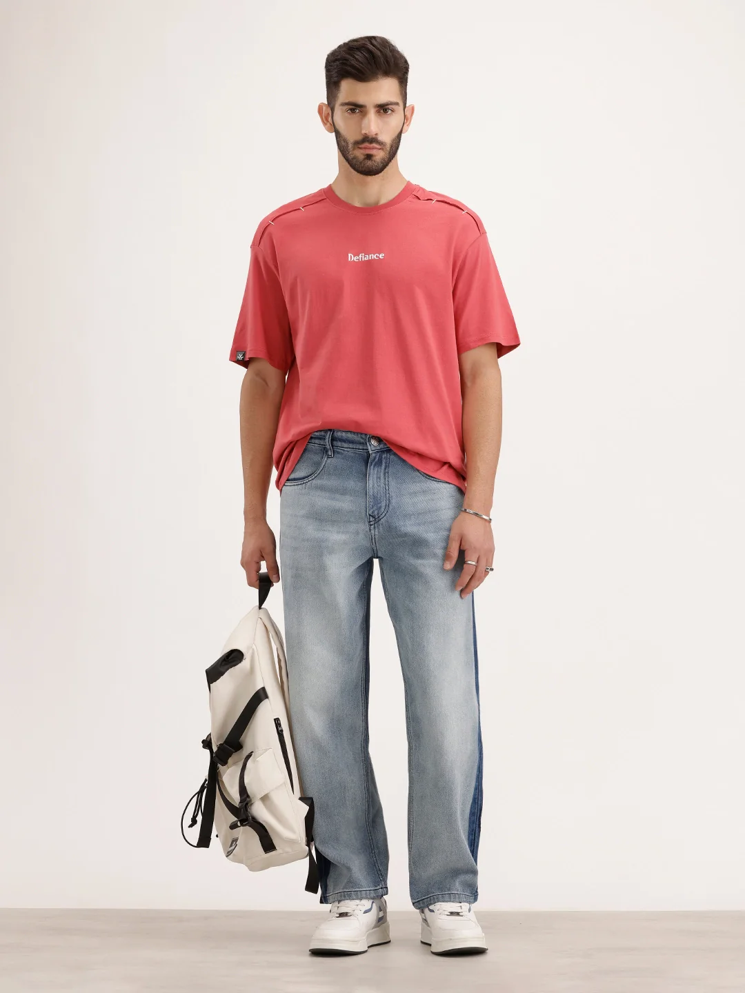 Oversized Fit Embroidered T-shirt | Red - Image 2
