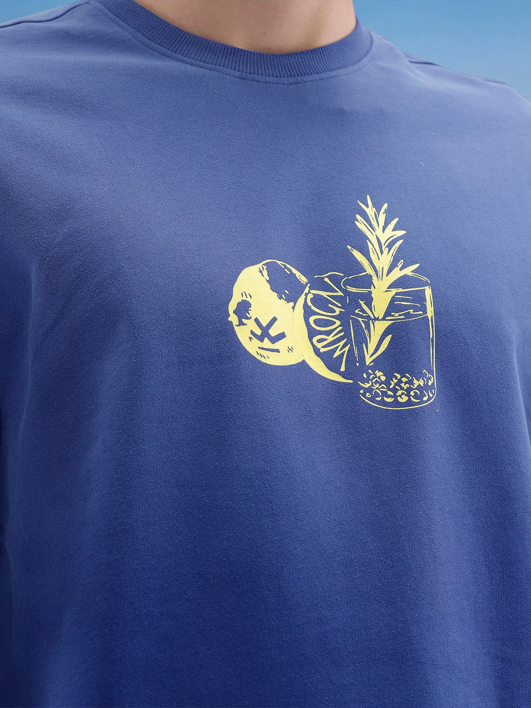 Oversized Fit Front Printed T-Shirt | Blue - Image 5