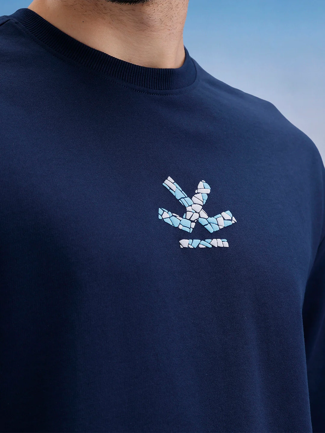 Oversized Fit Puffer Back Printed T-Shirt | Navy Blue - Image 5