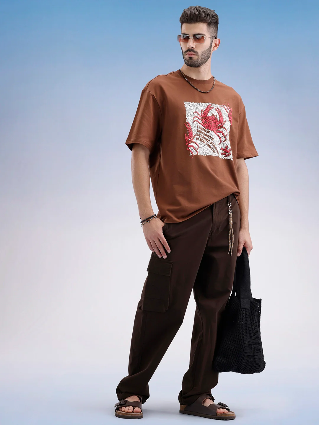 Oversized Fit Puffer Printed T-Shirt | Brown - Image 4