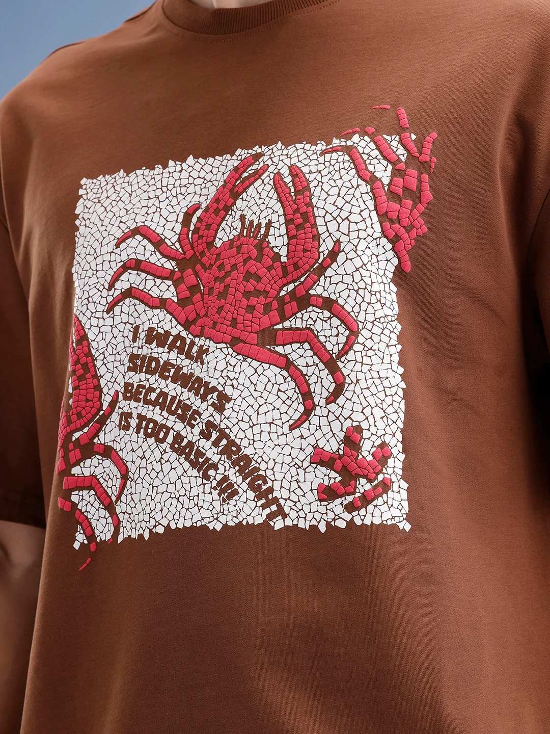 Oversized Fit Puffer Printed T-Shirt | Brown - Image 7