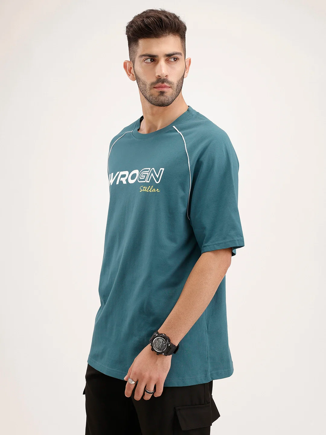 Oversized Fit Raglan Collar T-Shirt | Green - Image 4