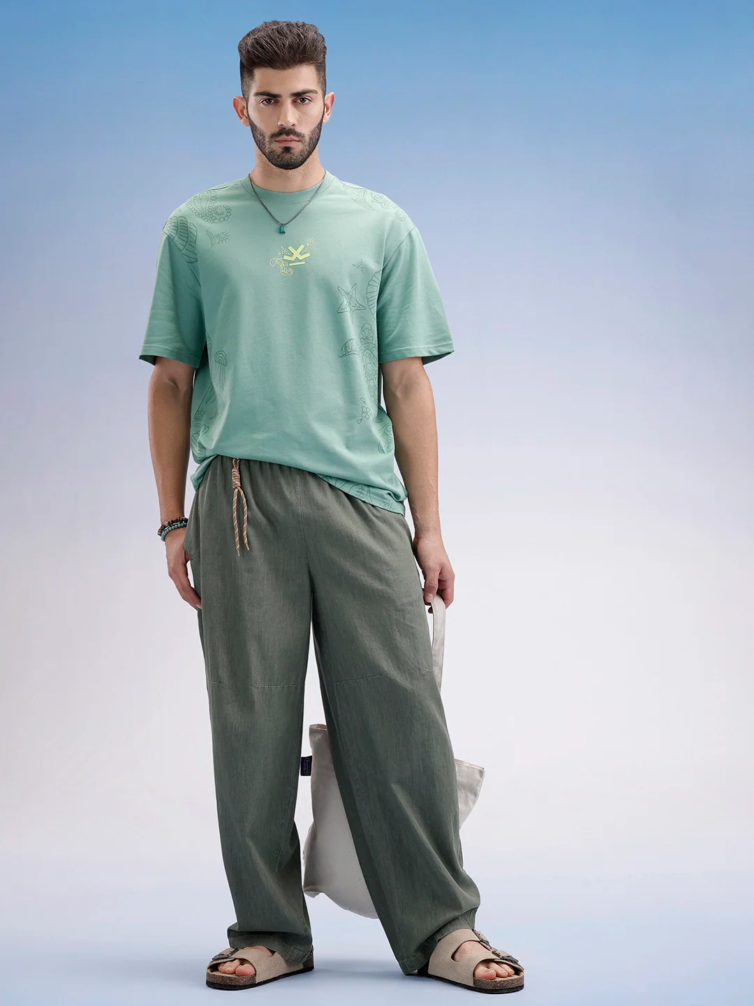 Oversized Front Printed T-Shirt | Green - Image 2