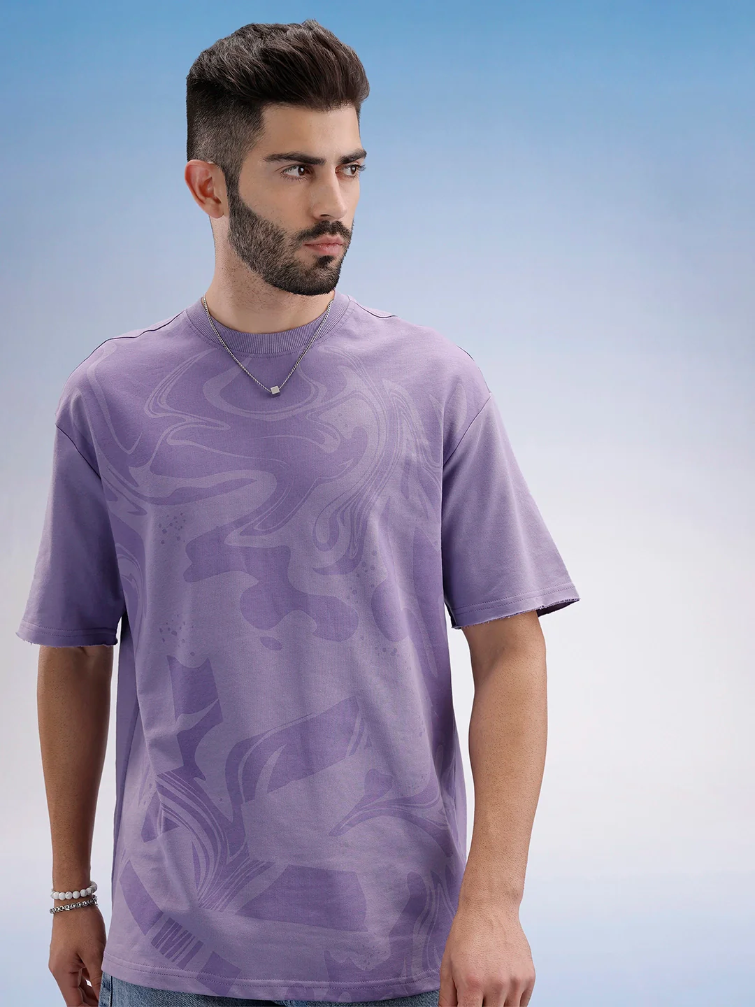 Oversized Front Printed T-Shirt | Purple