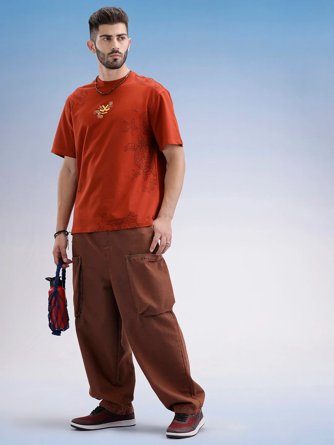 Oversized Front Printed T-Shirt | Rust - Image 2