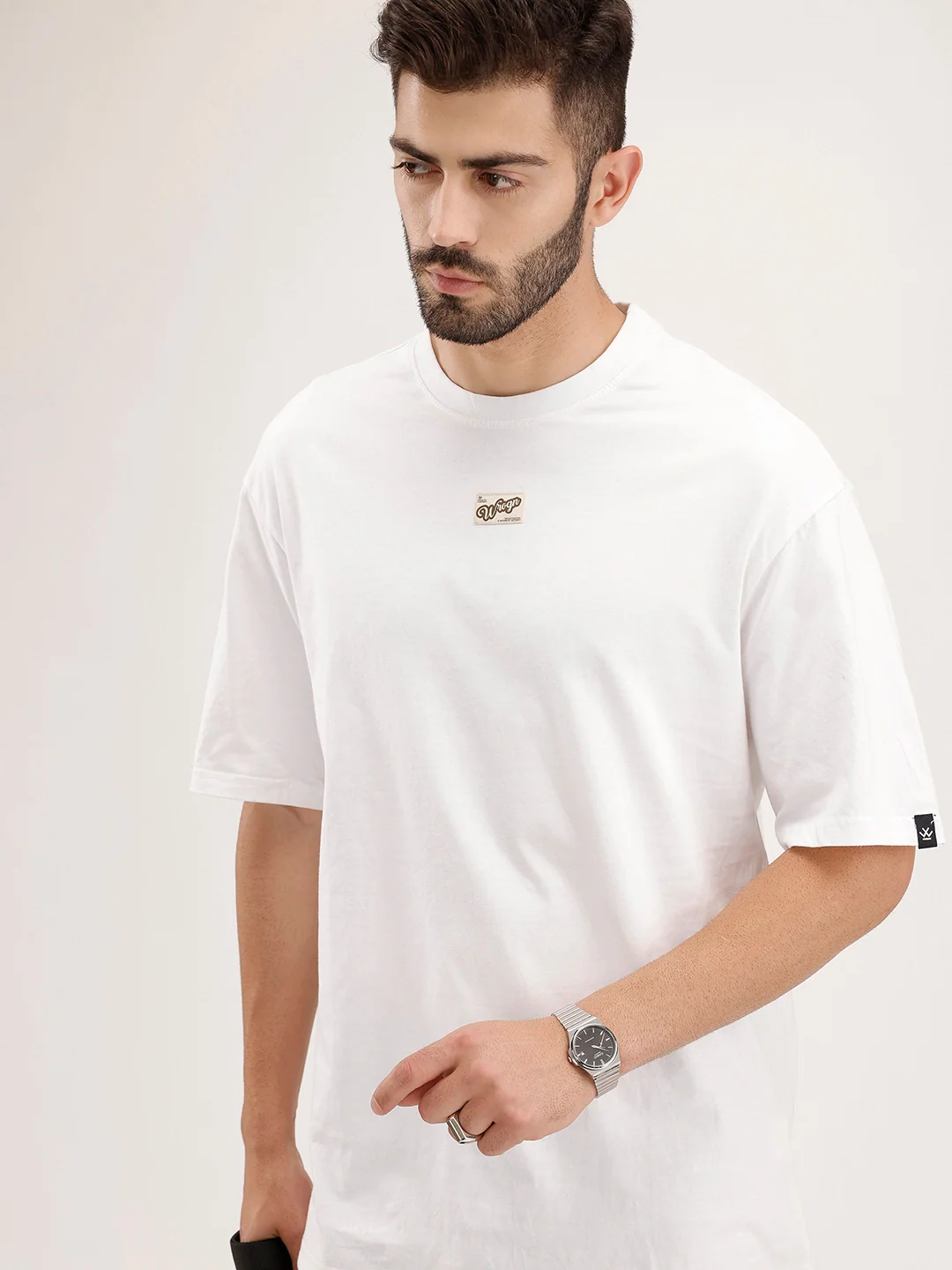 Oversized Patch Detail T-Shirt | White