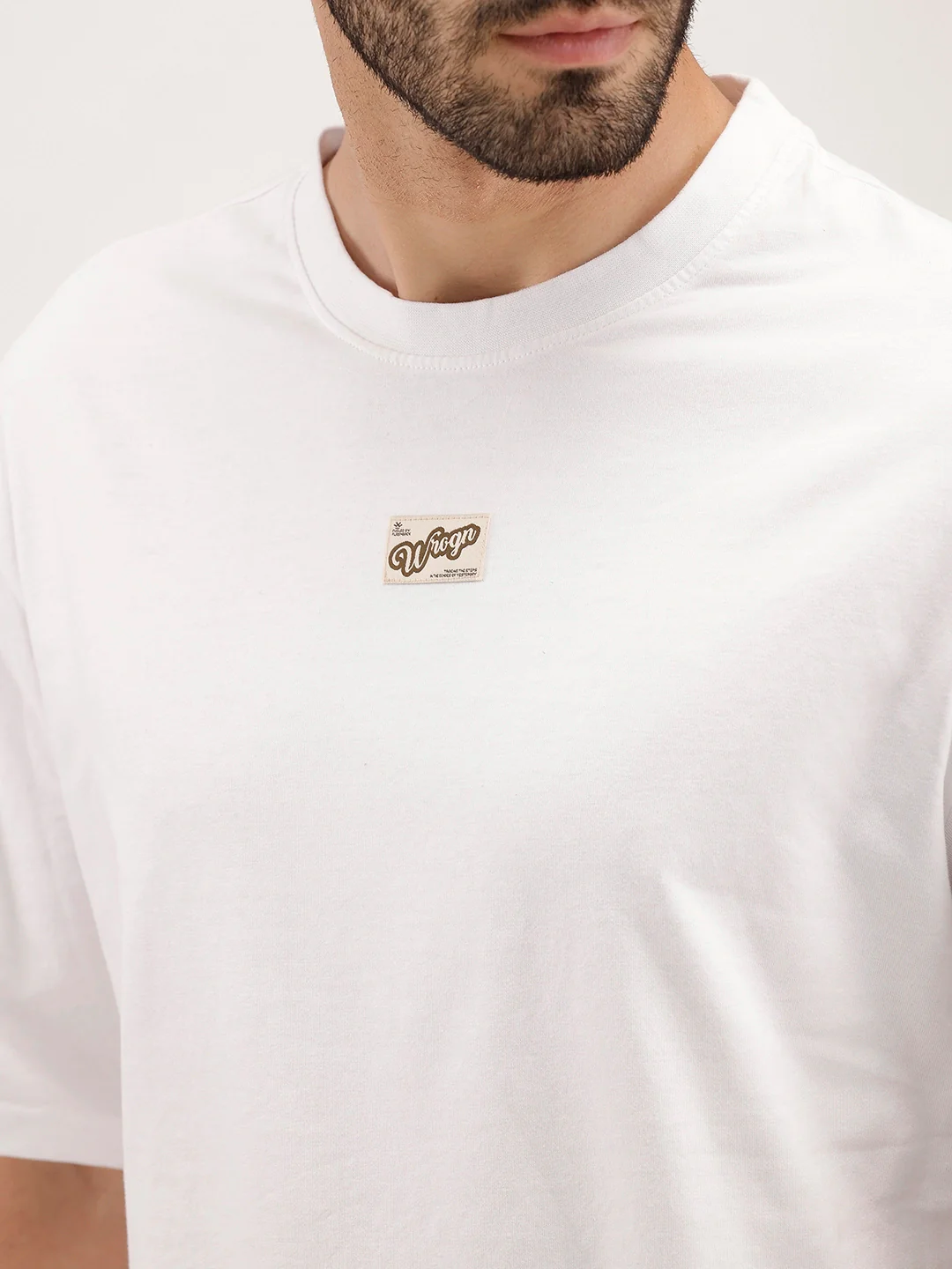 Oversized Patch Detail T-Shirt | White - Image 5