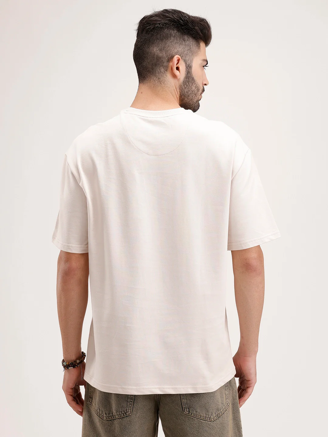 Oversized Placement Printed T-Shirt | Beige - Image 3
