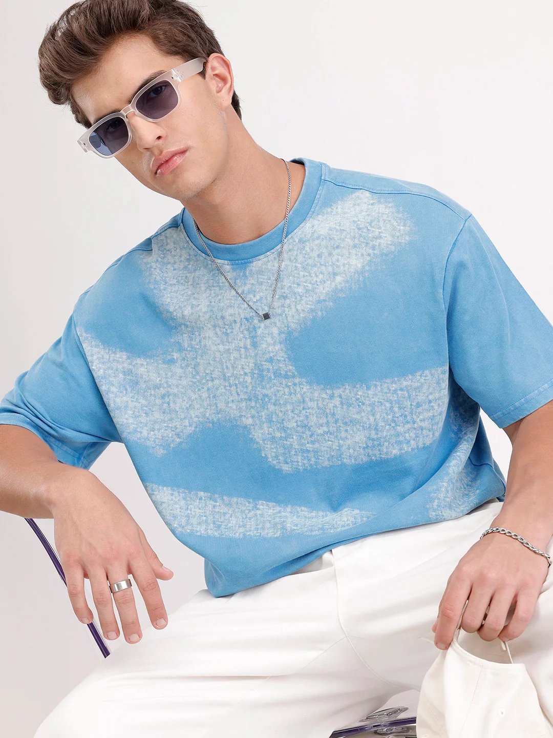 Oversized Placement Printed T-Shirt | Blue